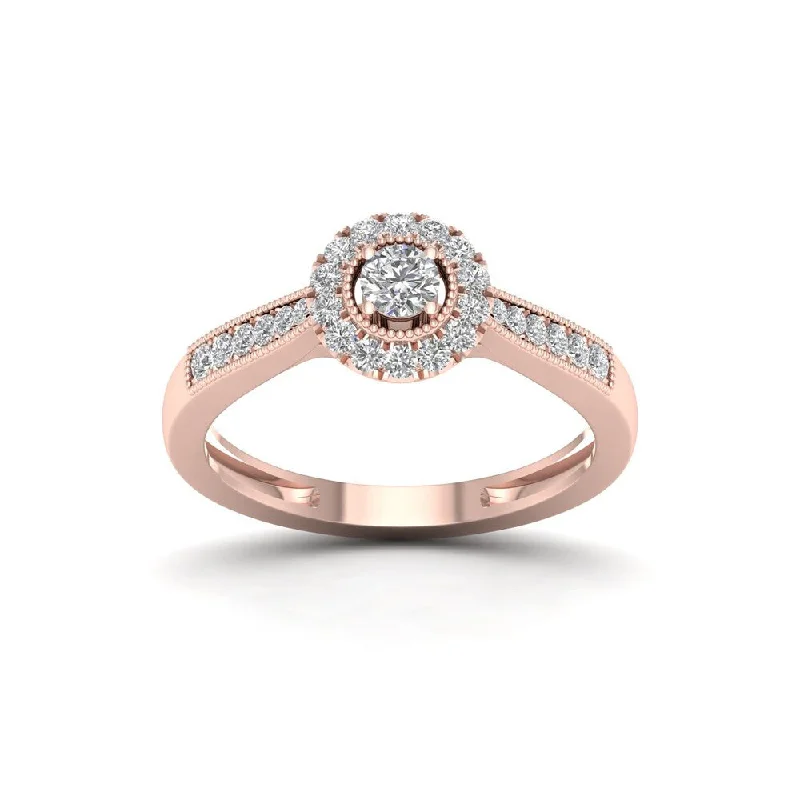 Vintage - Style Engagement Rings with Intricate ScrollworkDe Couer 1/3ct TDW Diamond Halo Engagement Ring (H-I, I2) - Pink