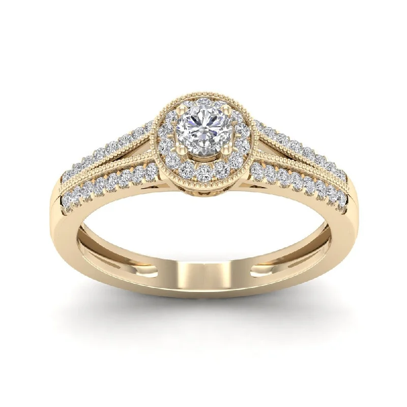 Sapphire - Centered Engagement Rings with Diamond HaloDe Couer 1/3ct TDW Diamond Round Shape Halo Engagement Ring - Yellow