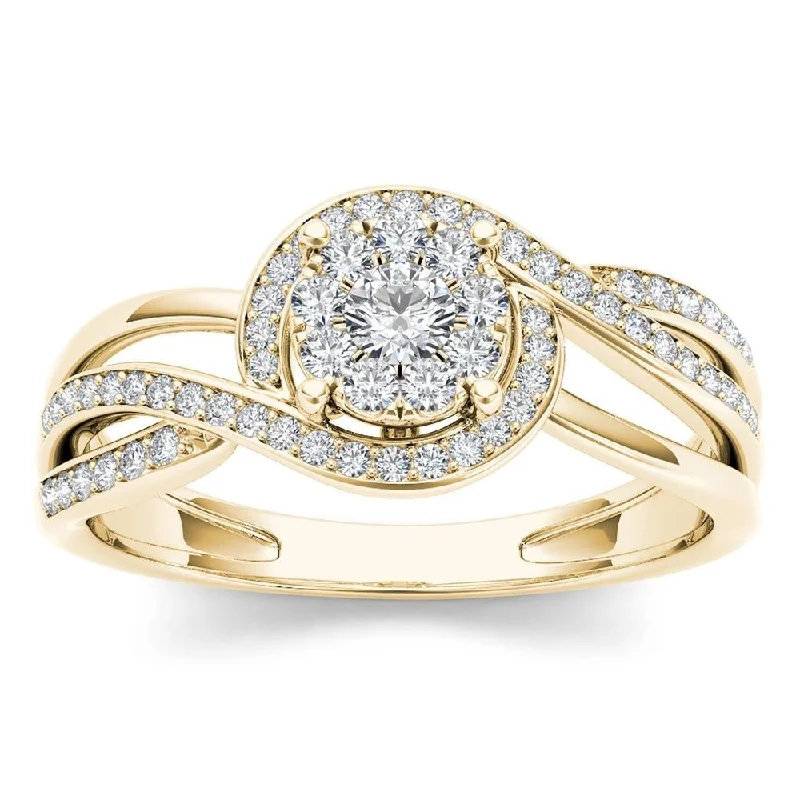 Engagement Rings with a Pavé - Set Infinity SymbolDe Couer 1/4ct TDW Diamond Bypass Cluster Ring (H-I, I2) - Yellow