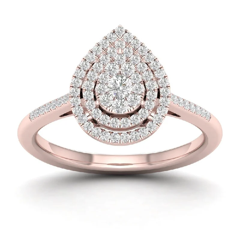 Emerald - Cut Engagement Rings with Trapezoid Side StonesDe Couer 1/4ct TDW Diamond Cluster Pear Shape Ring - Pink