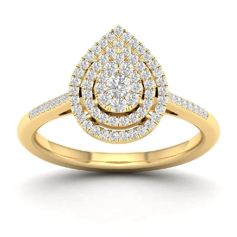 Cushion - Shaped Engagement Rings with Bead - Set DiamondsDe Couer 1/4ct TDW Diamond Cluster Pear Shape Ring - Yellow