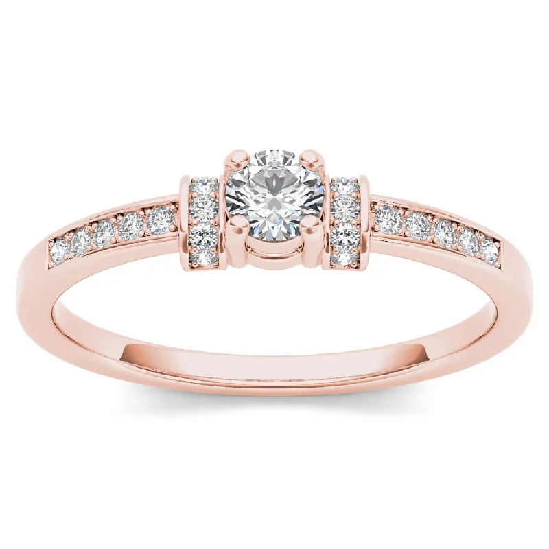 Engagement Rings with a Pavé - Set Infinity SymbolDe Couer 10k Rose Gold 1/4ct TDW Diamond Classic Engagement Ring - Pink