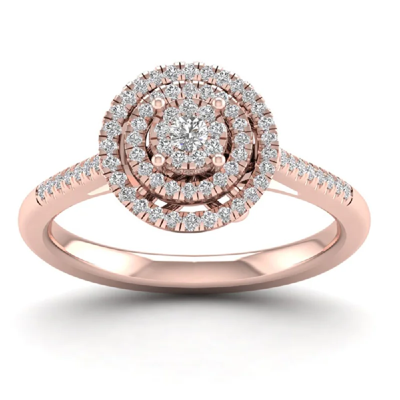 Vintage - Style Engagement Rings with Intricate ScrollworkDe Couer 10k Rose Gold 1/4ct TDW Diamond Cluster Ring - Pink