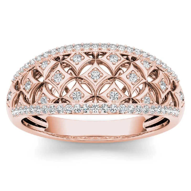 Moissanite Engagement Rings with a Sparkling Center StoneDe Couer 10k Rose Gold 1/5ct TDW Diamond Fashion Ring - Pink