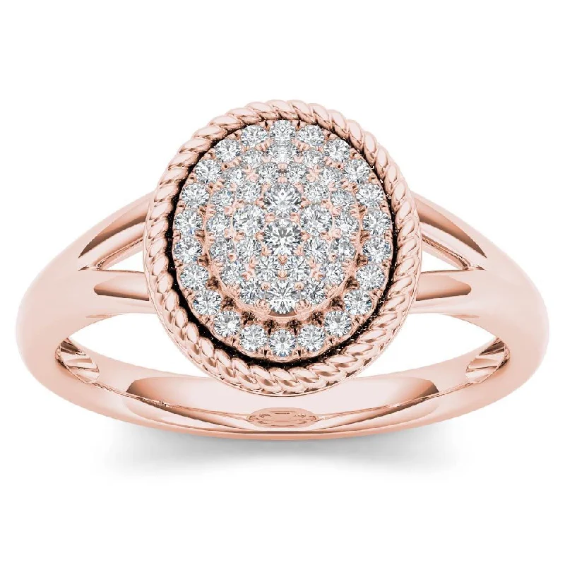 Engagement Rings with a Floral - Inspired Prong SettingDe Couer 10k Rose Gold 1/5ct TDW Diamond Halo Engagement Ring - Pink