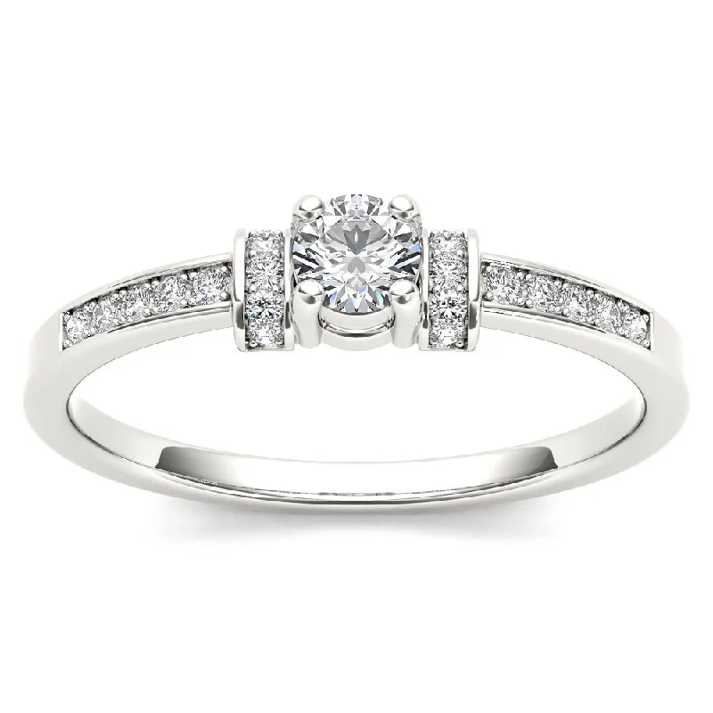 Cushion - Shaped Engagement Rings with Bead - Set DiamondsDe Couer 10k White Gold 1/4ct TDW Diamond Classic Engagement Ring