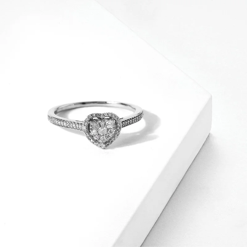 Moissanite Engagement Rings with a Sparkling Center StoneDe Couer 10k White Gold 1/4ct TDW Diamond Halo Engagement Ring