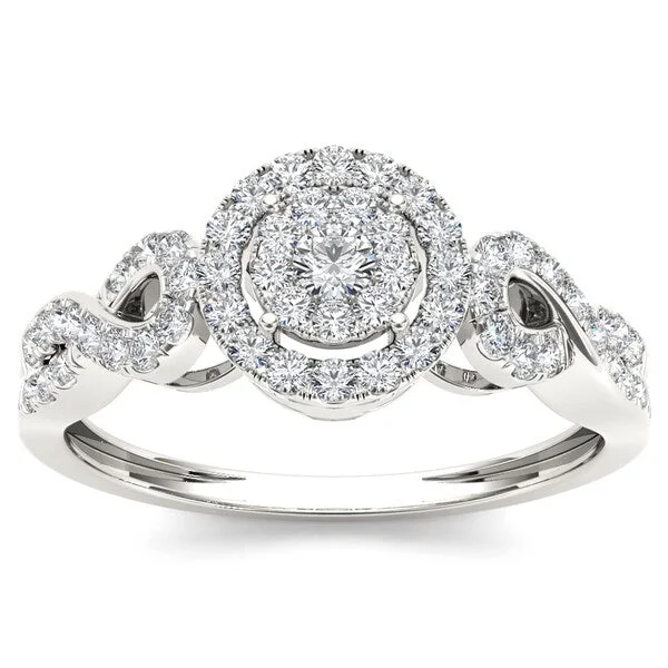 Engagement Rings with a Pavé - Set Infinity SymbolDe Couer 10k White Gold 2/5ct TDW Diamond Composite Engagement Ring