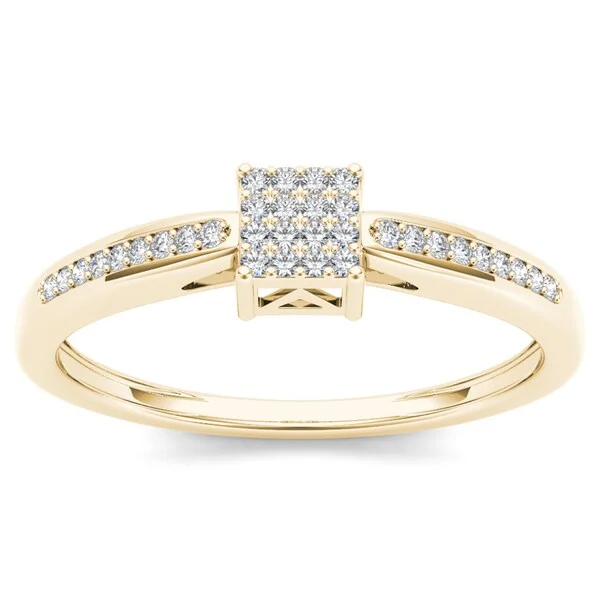 Vintage - Style Engagement Rings with Intricate ScrollworkDe Couer 10k Yellow Gold 1/10ct TDW Diamond Cluster Engagement Ring