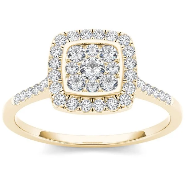 Engagement Rings with a Pavé - Set Infinity SymbolDe Couer 10k Yellow Gold 1/2ct TDW Diamond Cluster Engagement Ring