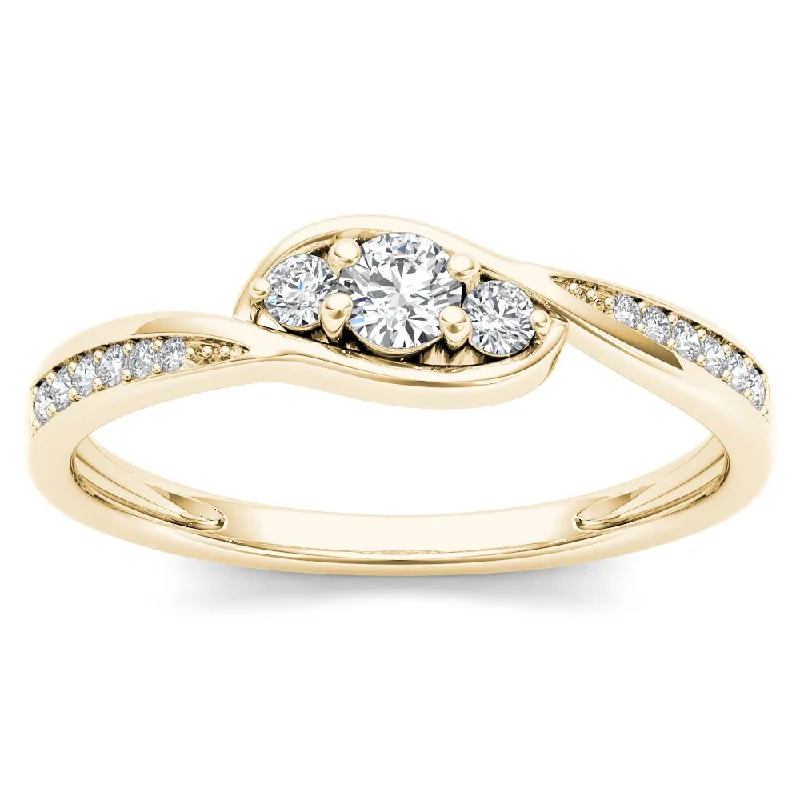 Two - Tone Engagement Rings in Rose and White GoldDe Couer 10k Yellow Gold 1/5ct TDW Diamond Three-Stone Engagement Ring