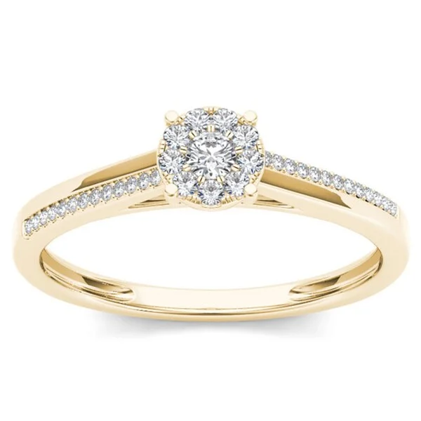 Art Nouveau - Inspired Engagement Rings with Organic MotifsDe Couer 10k Yellow Gold 1/6ct TDW Diamond Composite Engagement Ring