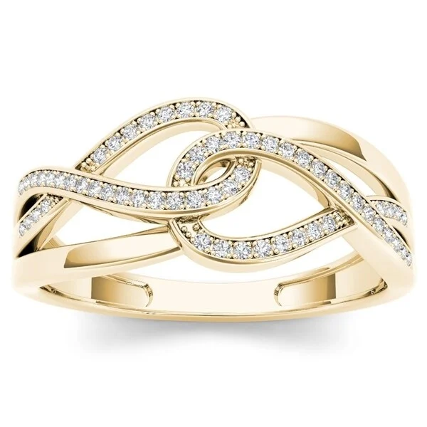 Men's Engagement Rings with Carbon Fiber InlaysDe Couer 10k Yellow Gold 1/6ct TDW Diamond Infinity Braided Ring - White