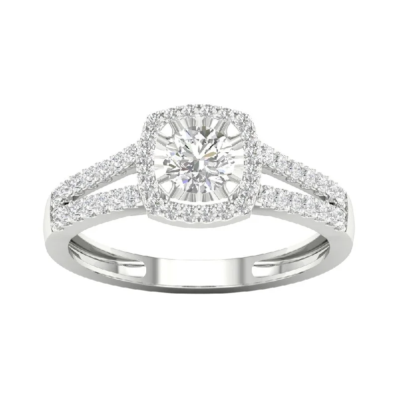 Rose - Cut Diamond Engagement Rings with a Rustic CharmDe Couer 14k Gold 1/2ct TDW Diamond Halo Engagement Ring