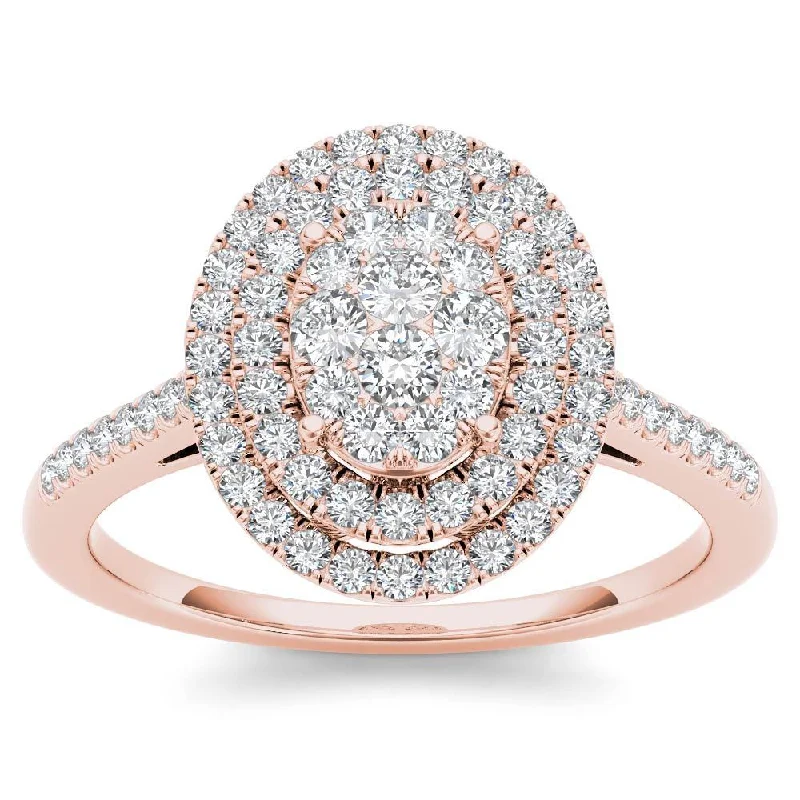 Moissanite Engagement Rings with a Sparkling Center StoneDe Couer 14k Rose Gold 1/3ct TDW Diamond Double Frame Engagement Ring - Pink