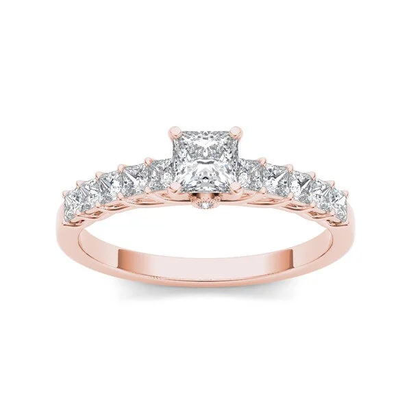 Two - Tone Engagement Rings in Rose and White GoldDe Couer 14k Rose Gold 1ct TDW Diamond Classic Engagement Ring - Pink