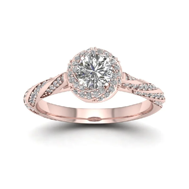 Sapphire - Centered Engagement Rings with Diamond HaloDe Couer 14k Rose Gold 1ct TDW Diamond Vintage Swirl Engagement Ring - Pink