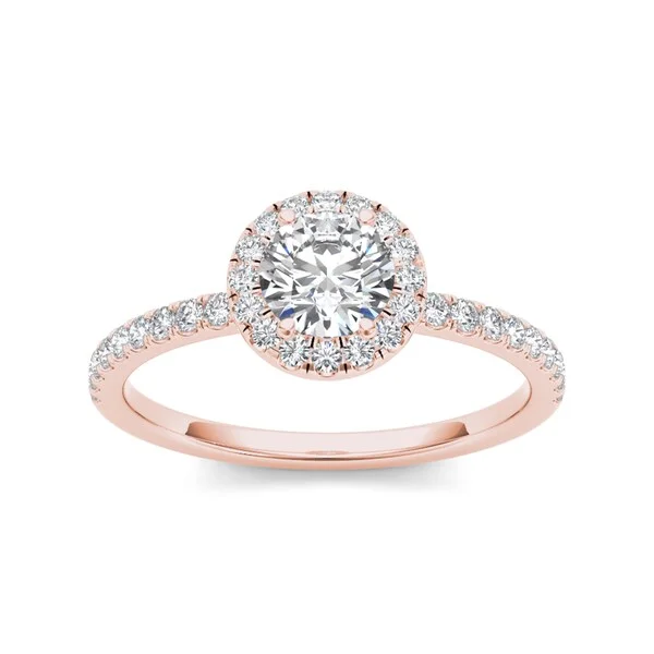 Moissanite Engagement Rings with a Sparkling Center StoneDe Couer 14k Rose Gold 3/4ct TDW Diamond Halo Engagement Ring - Pink