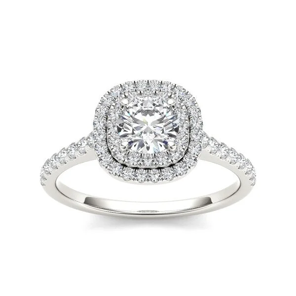 Engagement Rings with a Triple - Row Diamond BandDe Couer 14k White Gold 1 1/10ct TDW Diamond Halo Engagement Ring