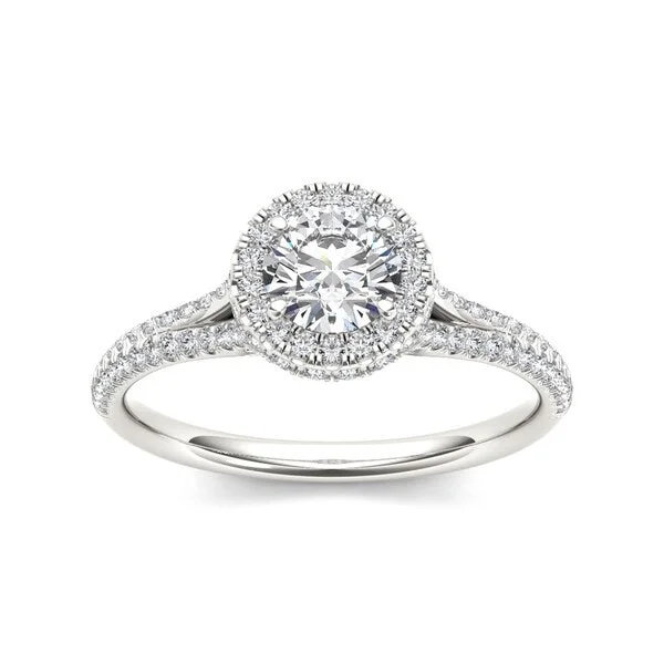 Moissanite Engagement Rings with a Sparkling Center StoneDe Couer 14k White Gold 1ct TDW Diamond Halo Engagement Ring - White H-I - White H-I