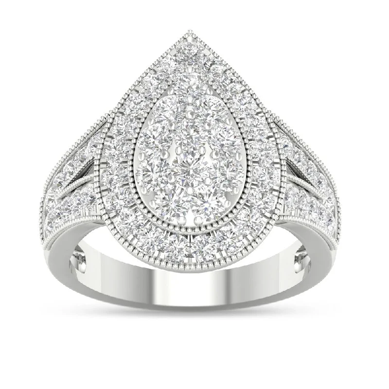 Engagement Rings with a Hidden Heart - Shaped CutoutDe Couer 14k White Gold 1ct TDW Diamond Pear Shaped Engagement Ring