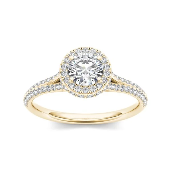 Art Nouveau - Inspired Engagement Rings with Organic MotifsDe Couer 14k Yellow Gold 1ct TDW Diamond Halo Engagement Ring