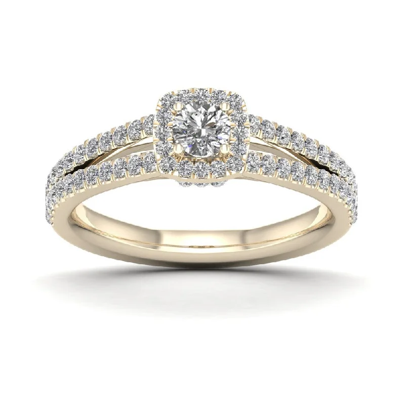 Rose - Cut Diamond Engagement Rings with a Rustic CharmDe Couer 3/4ct TDW Diamond Split Shank Ring - Yellow