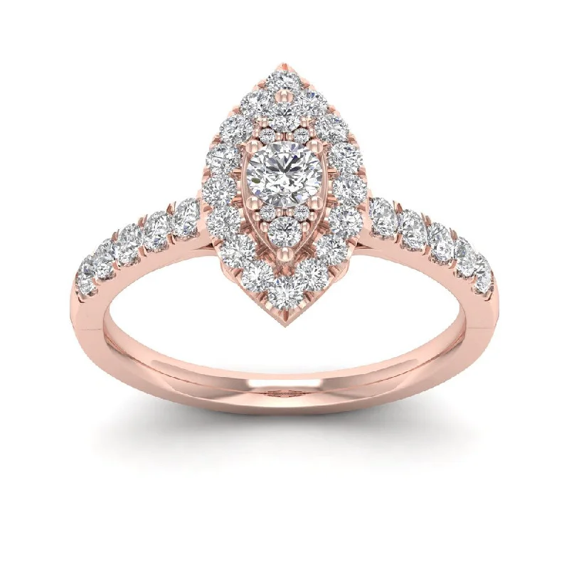 Platinum Engagement Rings with Milgrain EdgesDe Couer 5/8ct TDW Diamond Marquise Shape Halo Ring - Pink