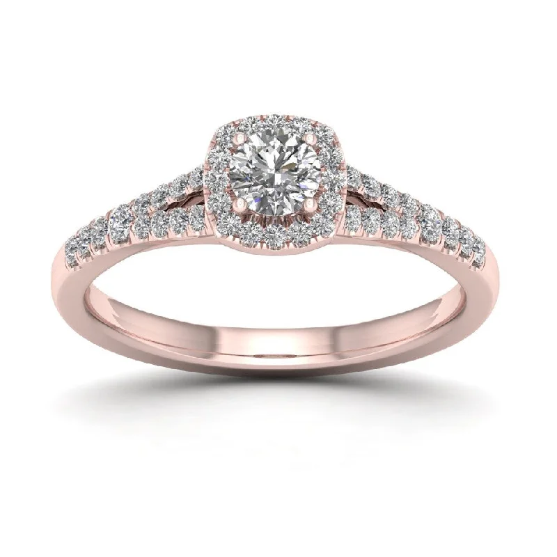 Cushion - Shaped Engagement Rings with Bead - Set DiamondsDe Couer IGI Certified 1/2ct TDW Diamond Halo Ring - Pink