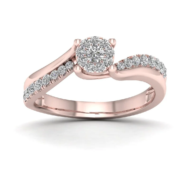 Engagement Rings with a Floral - Inspired Prong SettingDe Couer IGI Certified 1/3ct TDW Diamond Bypass Ring - Pink