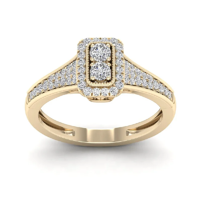 Engagement Rings with a Cathedral - Style Basket SettingDe Couer IGI Certified 1/3ct TDW Diamond Rectangle Shape Engagement Ring - Yellow