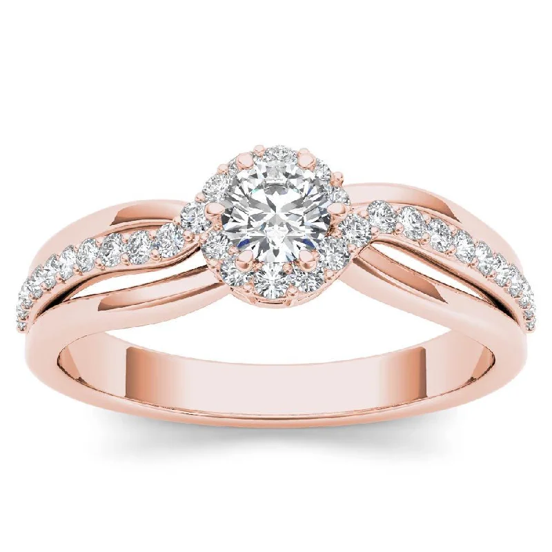 Engagement Rings with a Cathedral - Style Basket SettingDe Couer IGI Certified 10k Rose Gold 1/2ct TDW Diamond Classic Bypass Engagement Ring