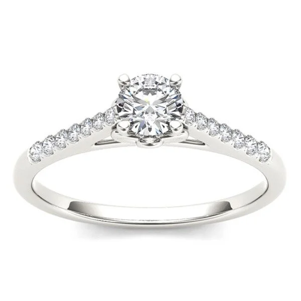 Pear - Shaped Engagement Rings with Twisted Shank DesignsDe Couer IGI Certified 10k White Gold 1/2ct TDW Diamond Solitaire Engagement Ring