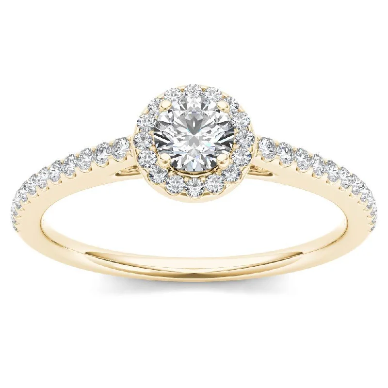 Engagement Rings with a Floral - Inspired Prong SettingDe Couer IGI Certified 14k Yellow Gold 1/2ct TDW Diamond Halo Engagement Ring