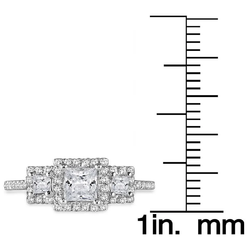 Men's Engagement Rings with Carbon Fiber InlaysMarquee 14k White Gold 1ct TDW Princess Cut Halo Diamond Three Stone Ring (I-J, I1-I2)