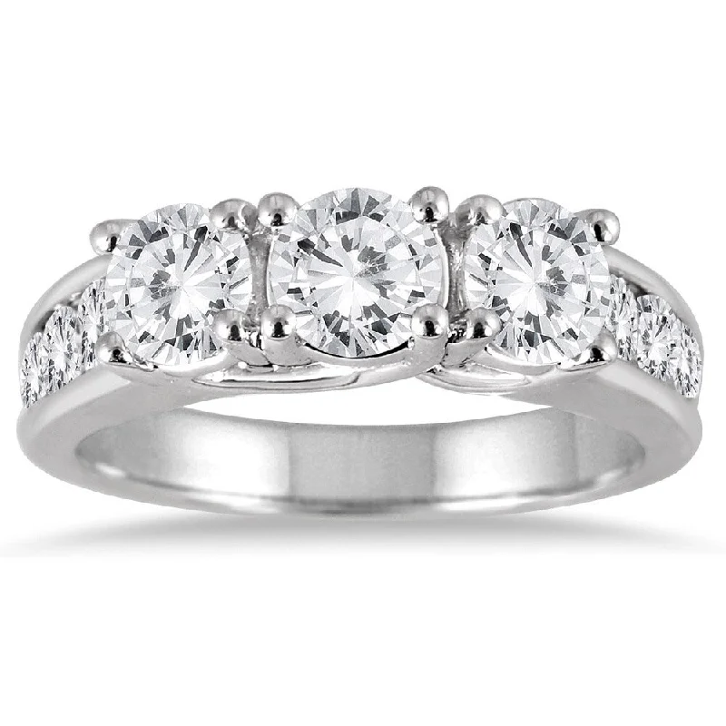 Engagement Rings with a Triple - Row Diamond BandMarquee 14k White Gold 2ct TDW White Diamond Three-stone Engagement Ring (I-J, I2-I3)