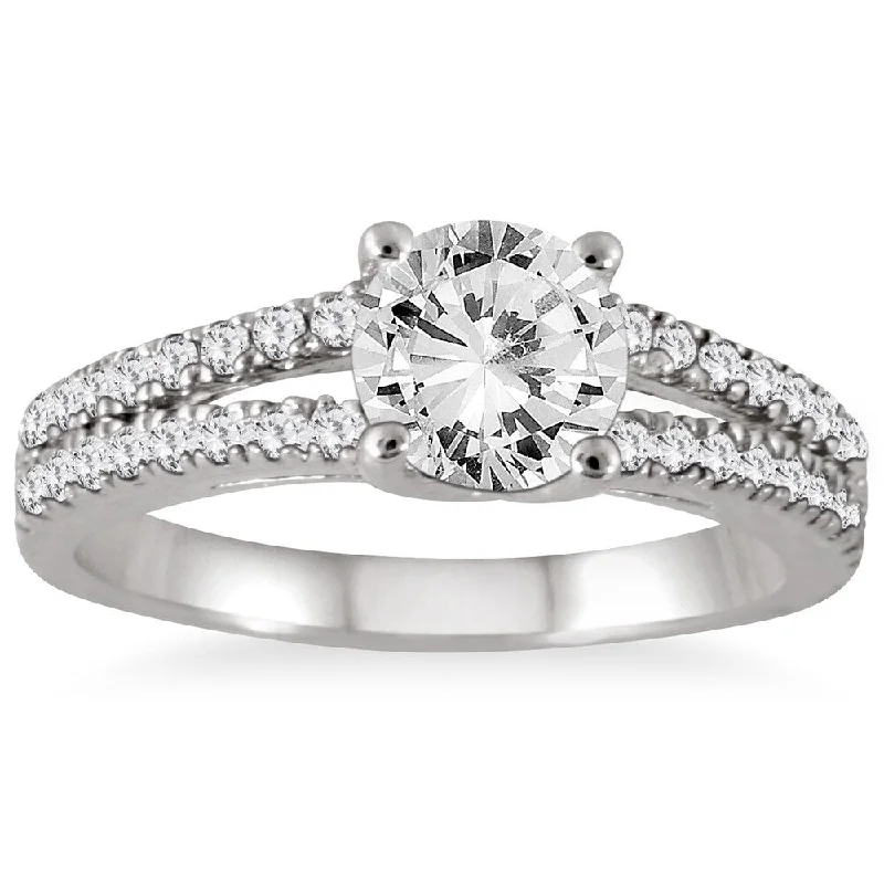 Art Nouveau - Inspired Engagement Rings with Organic MotifsMarquee Jewels 14k White Gold 1 1/3ct TDW Double Row Diamond Engagement Ring