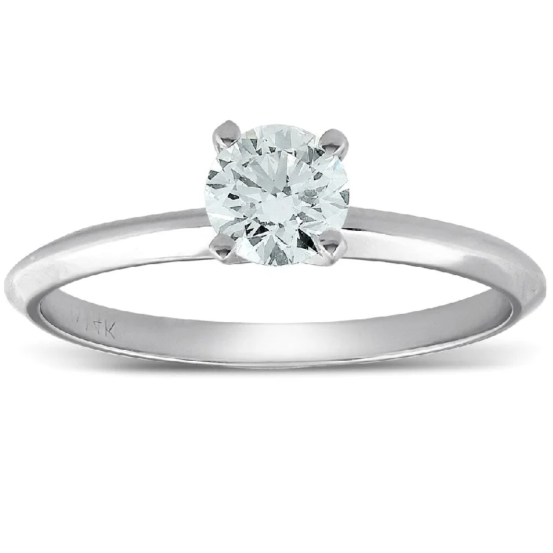 Engagement Rings with a Floral - Inspired Prong SettingPompeii3 14k White Gold 1/2 Ct TDW Round Solitaire Diamond Engagement Ring