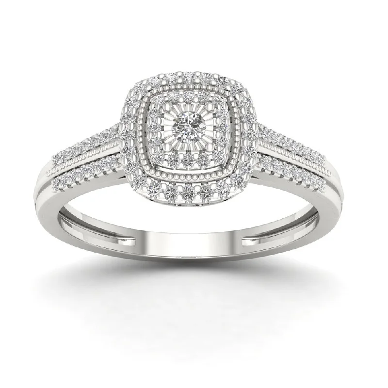 Engagement Rings with a Cathedral - Style Basket SettingSterling Silver 1/5ct TDW Diamond Cluster Ring - White