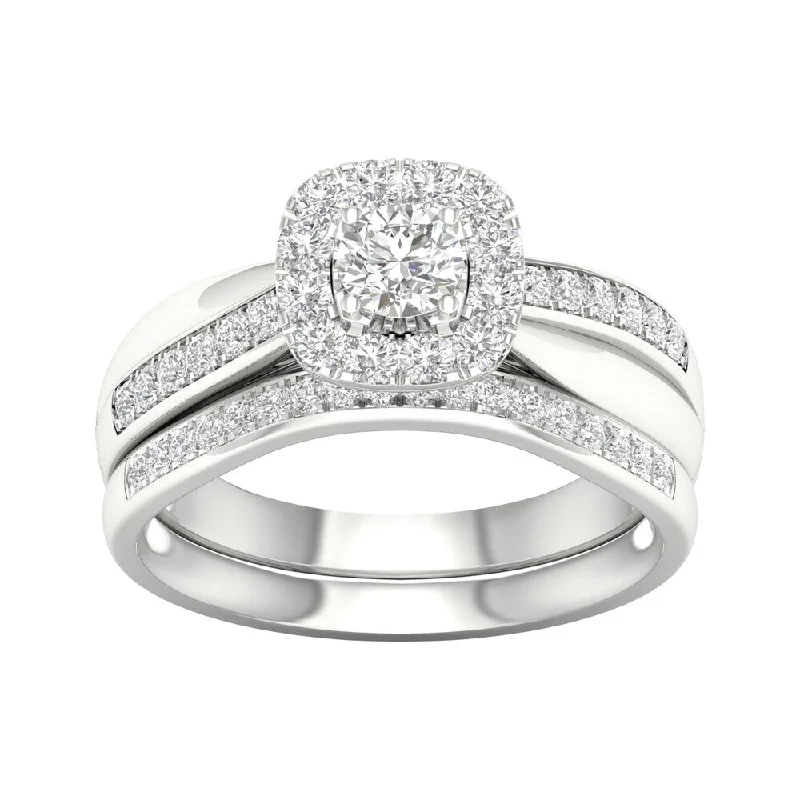 Engagement Rings with a Pavé - Set Infinity SymbolDe Couer 14K White Gold 5/8ct TDW Diamond Halo Bridal Set