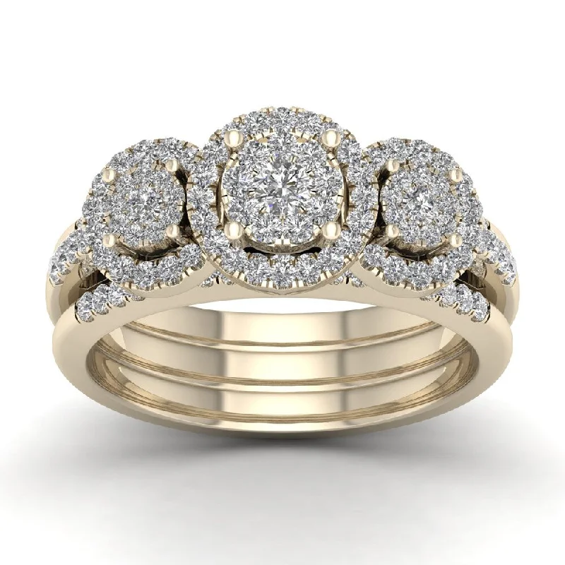 Engagement Rings with a Cathedral - Style Basket SettingDe Couer 3/4ct TDW Diamond Promise Bridal Set - Yellow