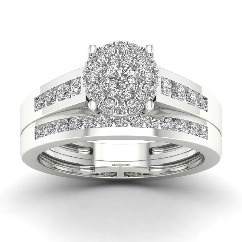 Moissanite Engagement Rings with a Sparkling Center StoneDe Couer IGI Certified 3/4ct TDW Diamond Cluster Bridal Sets