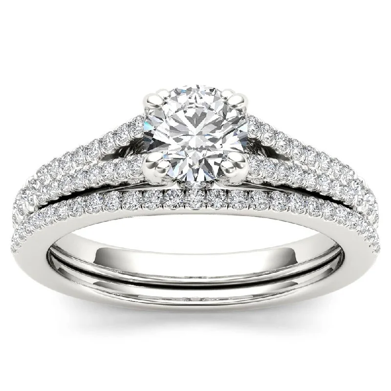 Engagement Rings with a Floral - Inspired Prong SettingDe Couer S925 Sterling Silver 1ct TDW Diamond Split Shank Bridal Ring