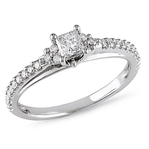 Engagement Rings with a Triple - Row Diamond BandMiadora 10k White Gold 1/2ct TDW Diamond Ring