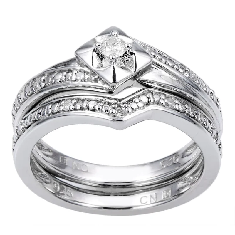 Engagement Rings with a Pavé - Set Infinity SymbolMiadora Sterling Silver 1/10ct TDW Diamond Bridal Set