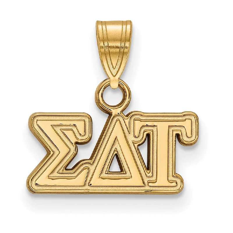 Recycled Metal Pendants with Upcycled Jewelry Components14K Plated Silver Sigma Delta Tau Small Greek Letters Pendant