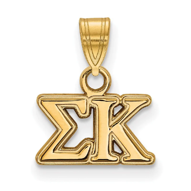 Bone - Carved Pendants with Tribal - Inspired Symbols14K Plated Silver Sigma Kappa Small Greek Letters Pendant