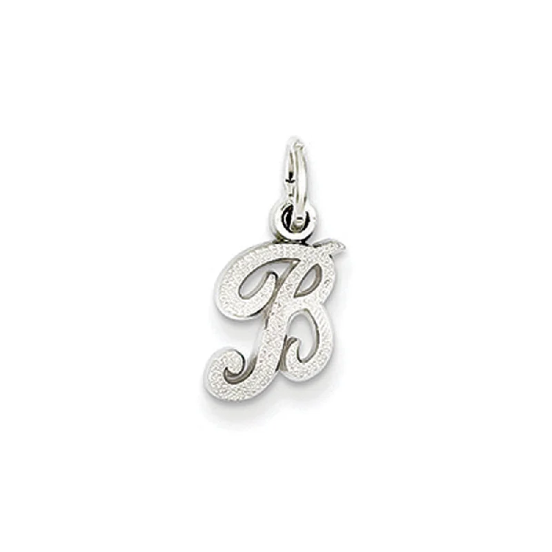 Ceramic Pendants with Hand - Painted Mandala Designs14k White Gold, Sadie Collection, Mini Satin Script Initial B Charm