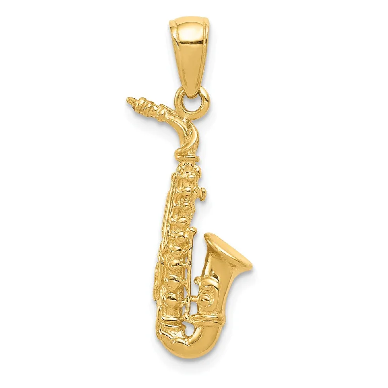 Jade - Carved Pendants in the Form of a Buddha Statue14k Yellow Gold 3D Saxophone Pendant