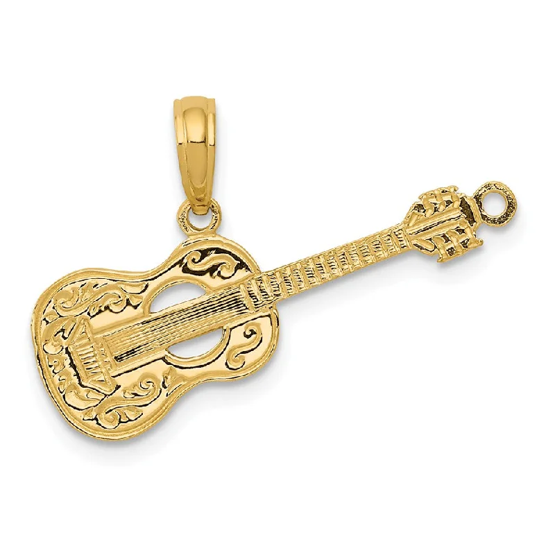 Amethyst - Faceted Pendants with Silver - Wire Wrapping14k Yellow Gold Classical Guitar Pendant